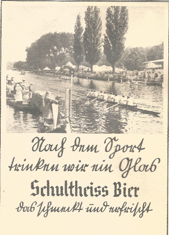 AD GER 1936 SCHULTHEISS BIER Reichssportblöatt 1936 page 1019