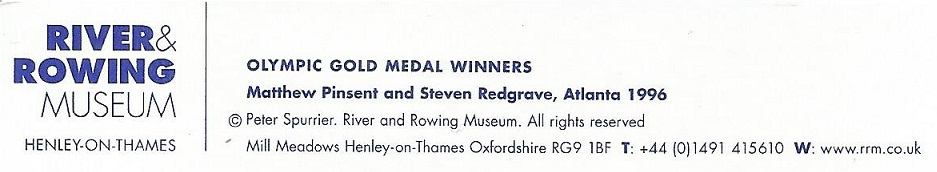 Crew card GBR OG Atlanta 1996 Matthew Pinsent Steven Redgrave GBR M2 gold medal winners reverse