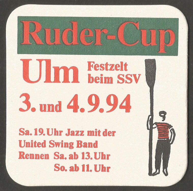 Beer mat GER 1994 Ruder Cup Ulm Rower parading with oar