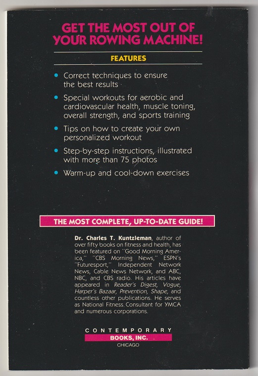 Book USA 1985 Rowing Machine Workouts by Dr. Charleas T. Kuntzleman reverse