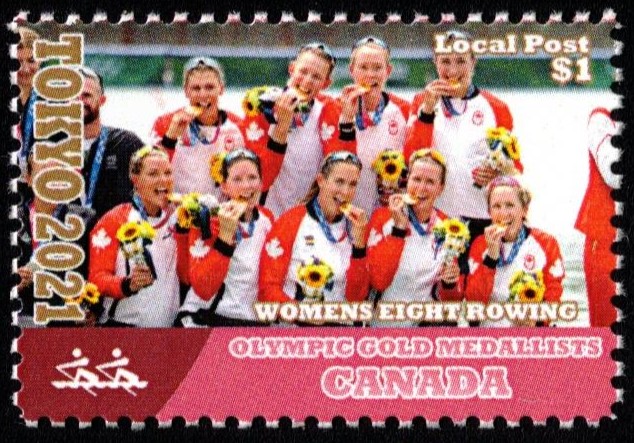 Cinderella Local Post 1 OG Tokyo 2021 W8 gold medal winner crew CAN with Olympic pictogram No. 15
