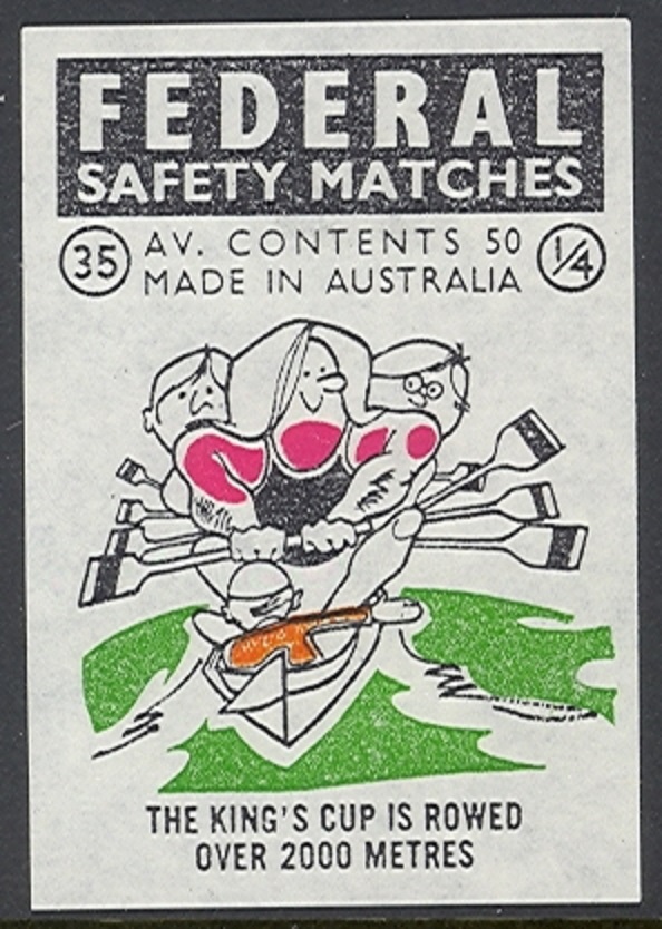 Label AUS Federal Safety Matches Kings Cup Comic drawing Coll. E