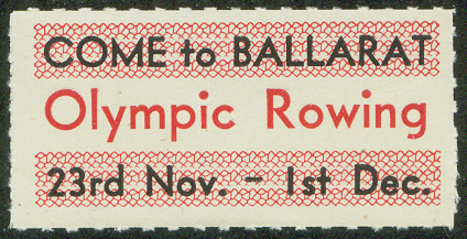 Label AUS OG Melbourne 1956 Come to Ballarat Olympic Rowing 