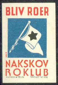 Label DEN Nakskov Roklub Bliv Roer Club flag