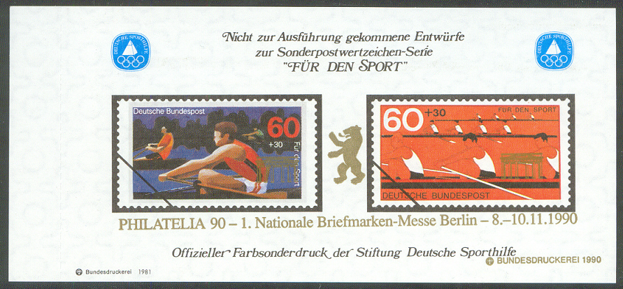 cinderella ger 1981 design of unissued rowing stamp with additional print philatelia 90