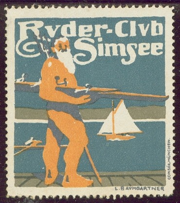 cinderella ger ruder club simsee poseidon with boat unter his right arm single sculler sailing boat 