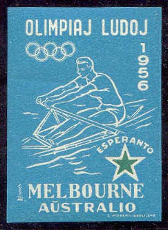 label aus 1956 og melbourne esperanto blue colour