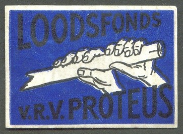 label ned v.r.v. proteus loodsfonds drawing of hands on oar 