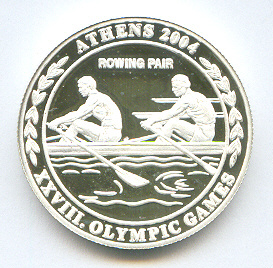 Coin MAW 2003 OG Athens 10 Kwacha 1974 g silver 999 PP 2x named Rowing Pair reverse