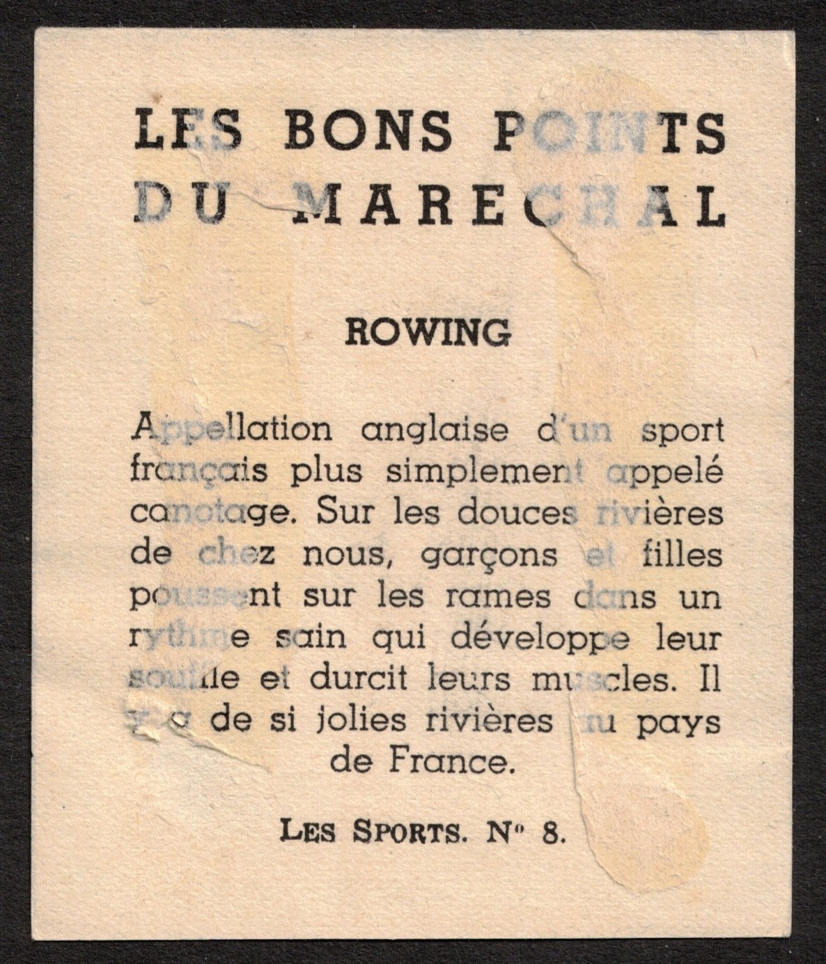 CC FRA Les bons points du Marechal Les Sports No. 8 reverse