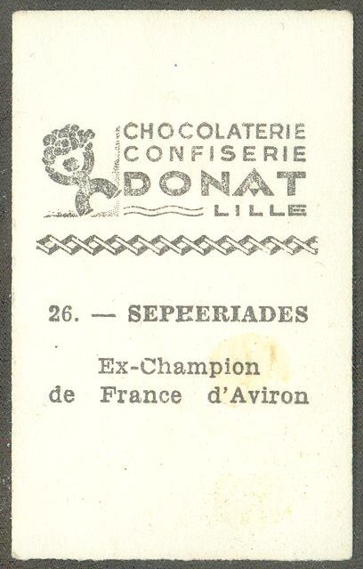 cc fra chocolaterie confiserie donat no. 26 sepheriades - ex-champion de france daviron - reverse