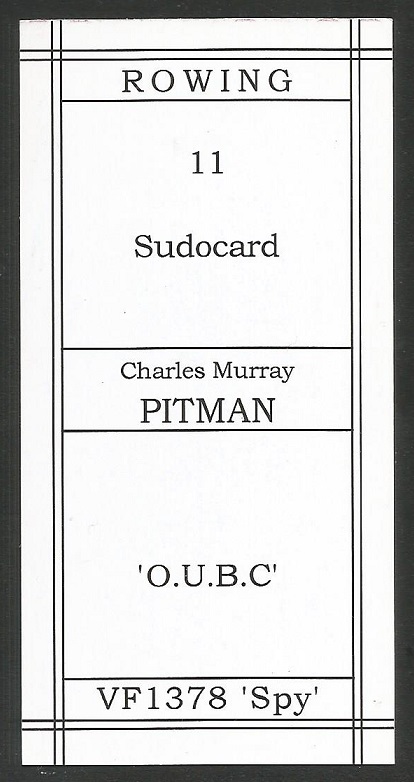 CC GBR FIGOPUZZLE Sudocard Rowing No. 11 Charles Murray Pitman Oxford University BC reverse
