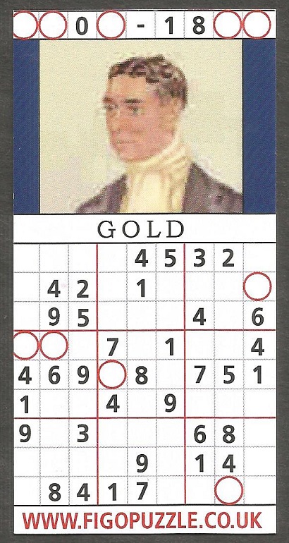 CC GBR FIGOPUZZLE Sudocard Rowing No. 14 Harcourt Gilbey Gold