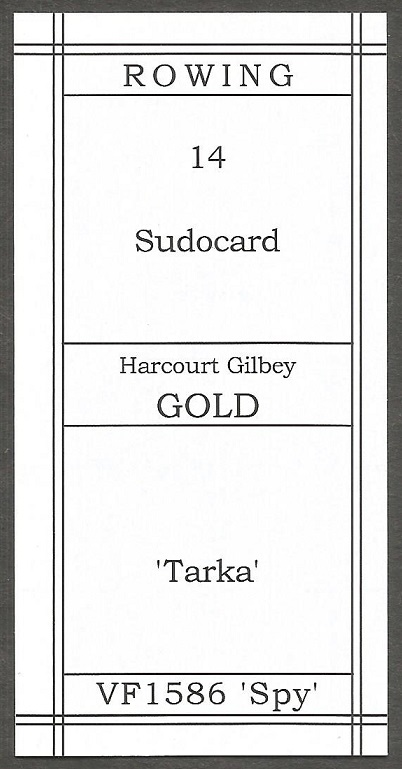 CC GBR FIGOPUZZLE Sudocard Rowing No. 14 Harcourt Gilbey Gold reverse