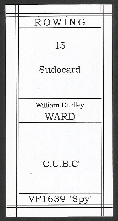 CC GBR FIGOPUZZLE Sudocard Rowing No. 15 William Dudley Ward Cambridge University BC reverse