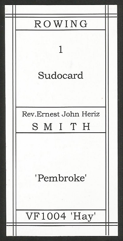 CC GBR FIGOPUZZLE Sudocard Rowing No. 1 Ernest John Heriz Smith Pembroke reverse