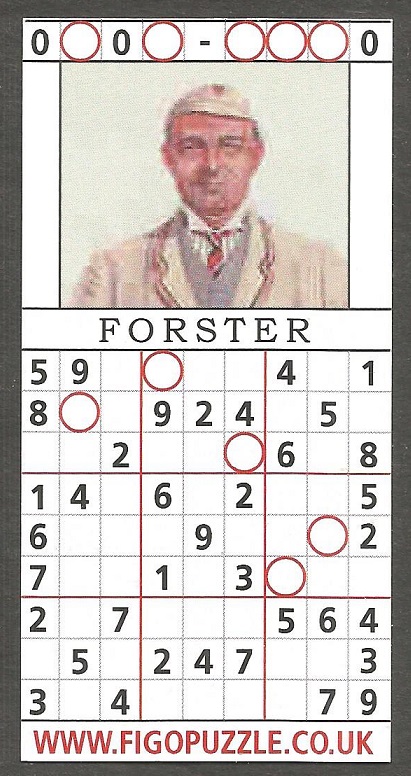 CC GBR FIGOPUZZLE Sudocard Rowing No. 20 Robert Henry Forster 