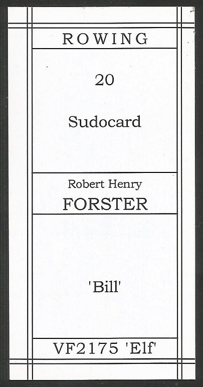 CC GBR FIGOPUZZLE Sudocard Rowing No. 20 Robert Henry Forster Thames RC reverse
