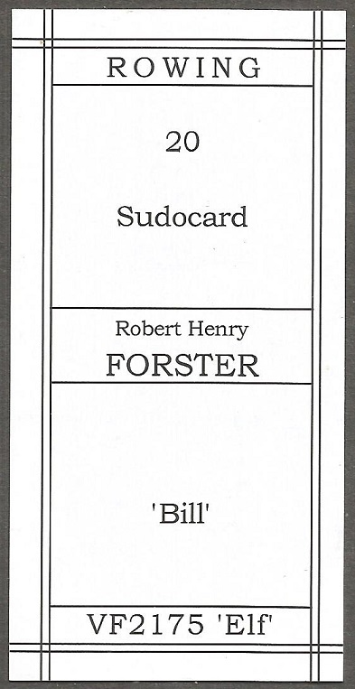 CC GBR FIGOPUZZLE Sudocard Rowing No. 20 Robert Henry Forster reverse 
