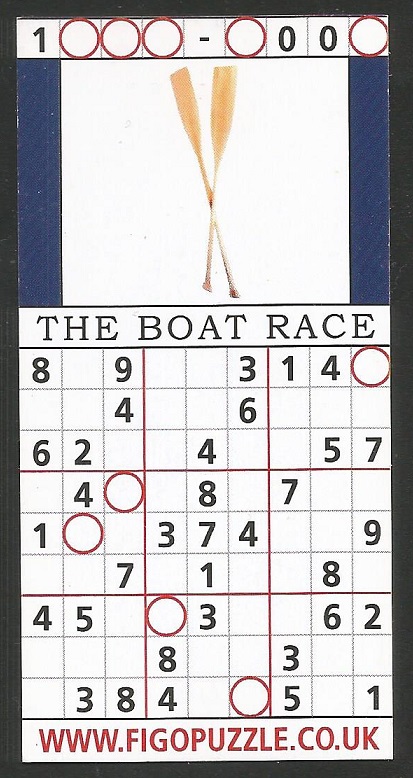 CC GBR FIGOPUZZLE Sudocard Rowing No. 25 The Boat Race