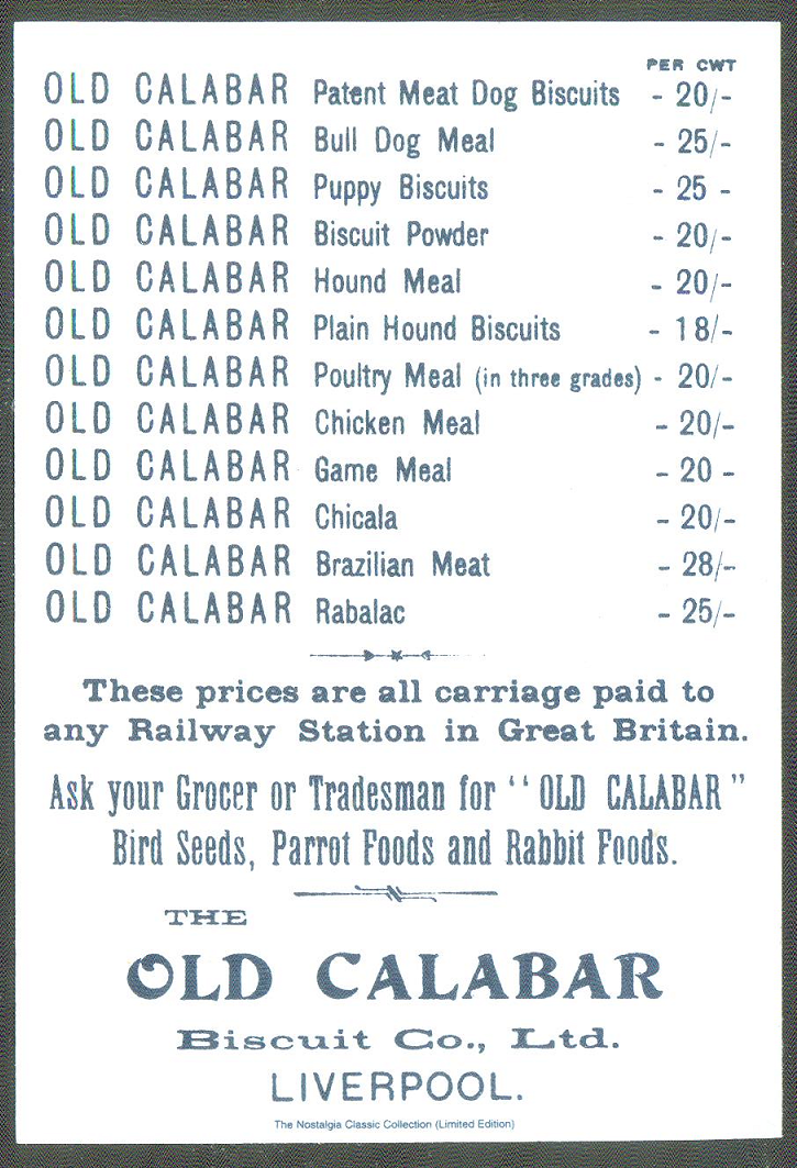 CC GBR OLD CALABAR BISCUIT CO. The Nostalgia Classic Collection reverse