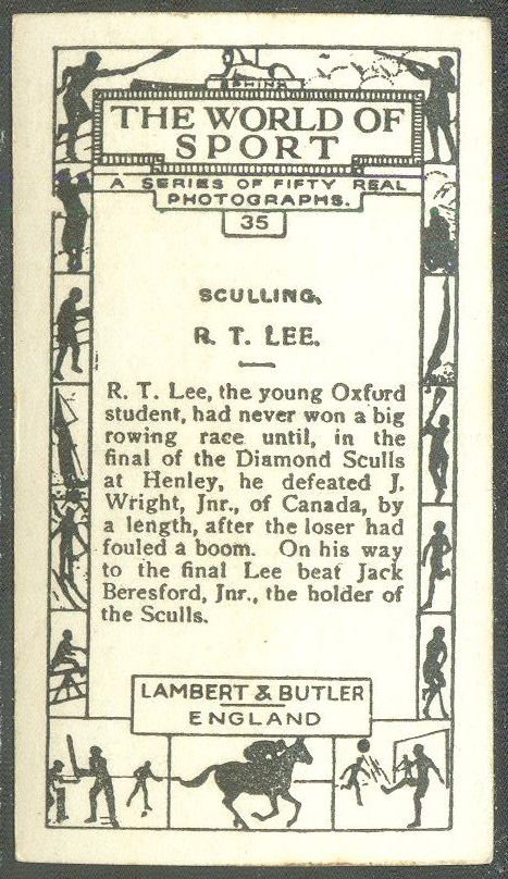 cc gbr 1927 lambert  butler the world of sport no. 35 - sculling - r. t. lee reverse