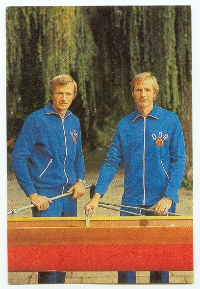 cc gdr 1984 olympioniken der ddr bernd and joerg landvoigt gold medal winners in the 2 event at og moscow 1980 