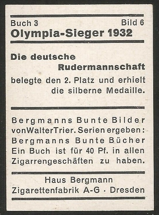 CC GER 1932 Bergmann Zigaretten Buch 3 Bild 6 Olympia Sieger 1932 reverse