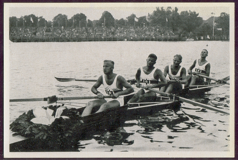CC GER 1936 OG Berlin Reemtsma Band II No. 110 (B&w photo of the gold medal winner GER in the 4 event)