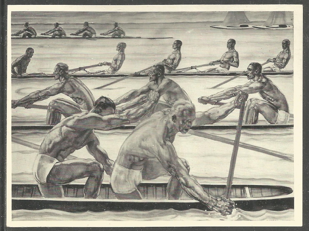 CC GER 1936 OG Berlin YRAMOS CIGARETTES seies F No. 93 Drawing Wassersport by Albert Janesch AUT