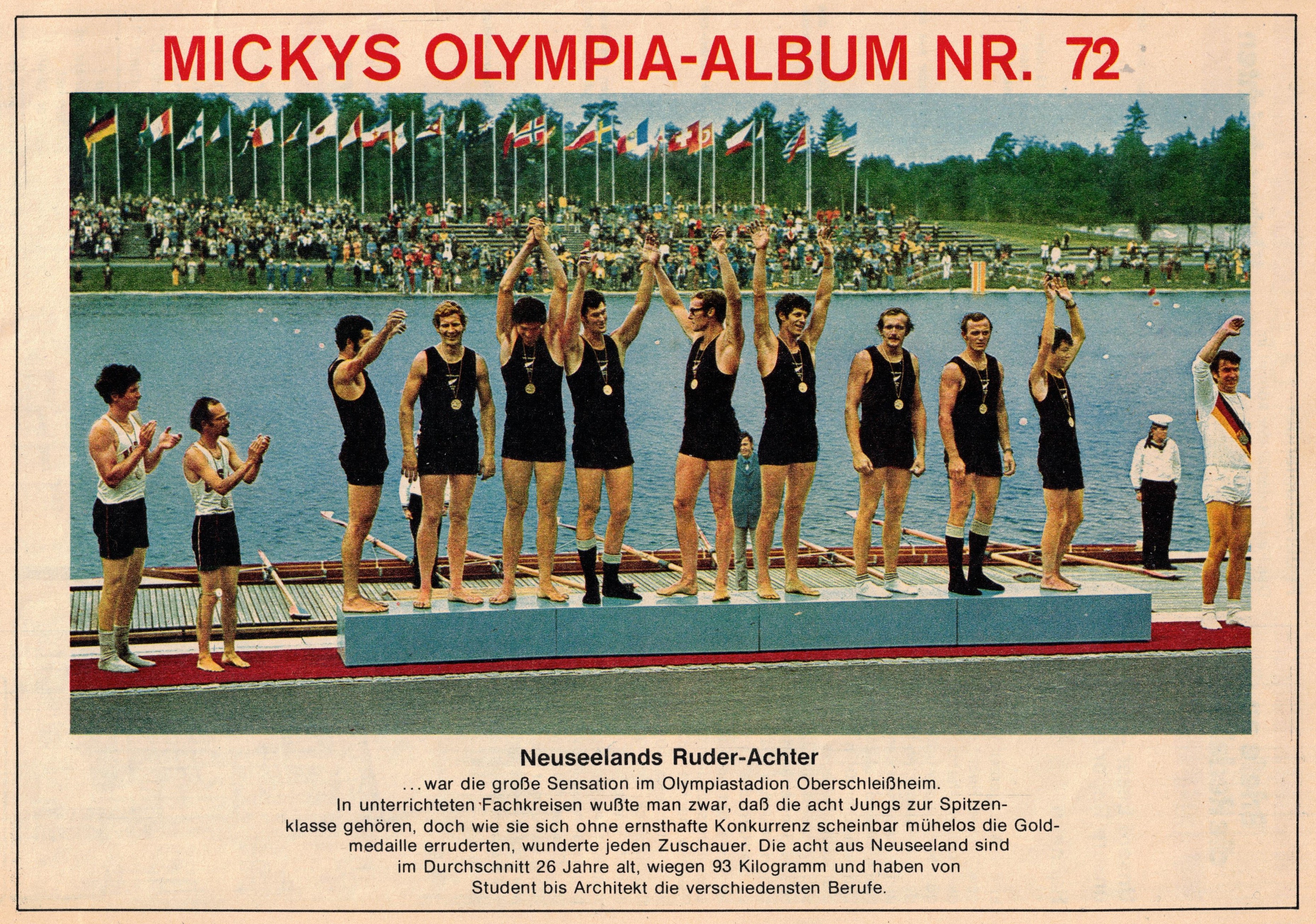Mickys Olympia Album Nr. 72 NZL M8 crew gold medal winner at OG Munich 1972
