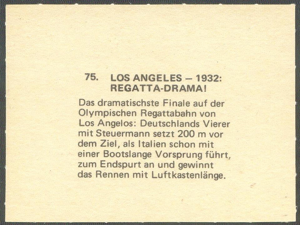 cc ger 1972 wikoe verlag muenchen ruft no. 75 dramatic fight for victory in the m4 final at og los angeles 1932 reverse