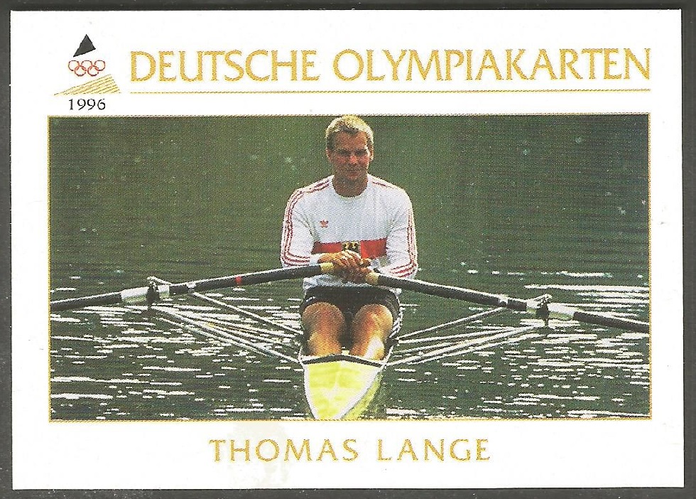 cc ger 1996 deutsche olympiakarten no. 42 thomas lange olympic m1x champion 1988 and 1992 m1x gold medal winner wrc 1987 1989 1991 m2x gold medal winner wrc 1985 front 
