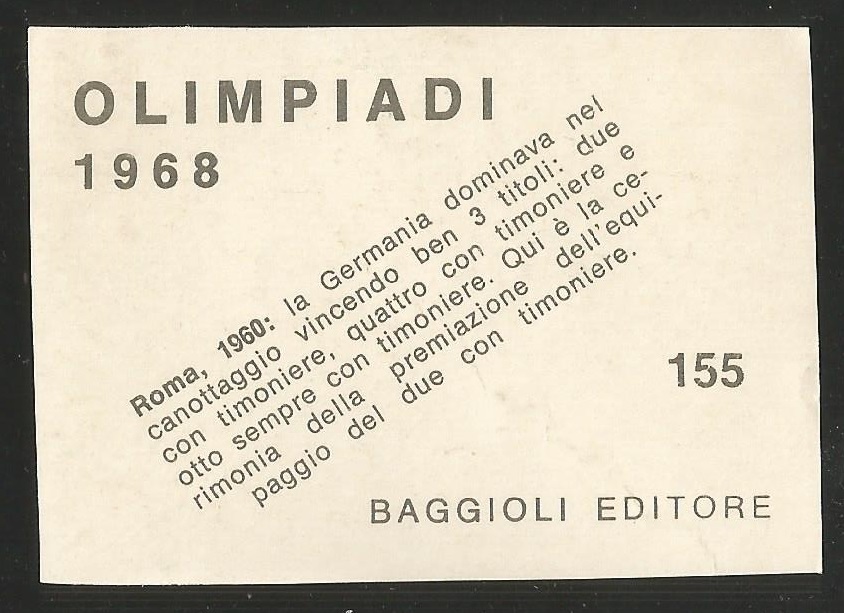CC ITA 1968 BAGGIOLI EDITORE No. 155 OG Rome 1960 victory ceremony for M2 gold medal winner GER reverse