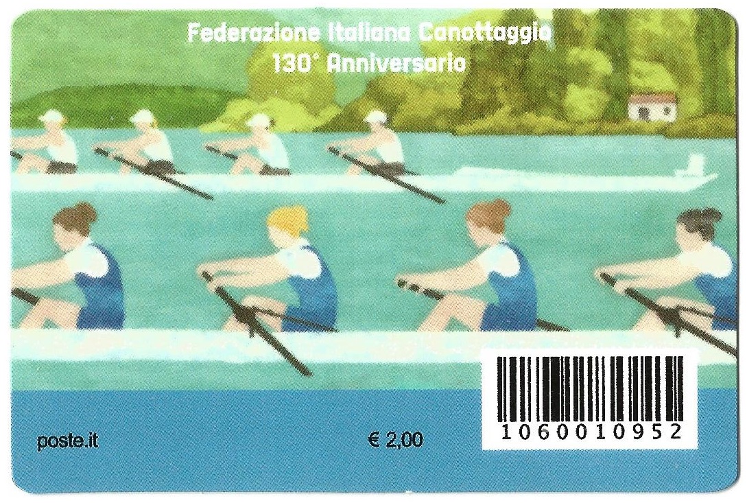 CC ITA 2018 with stamp 130th anniversary of Italian Rowing Federation reverse