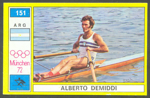 cc ita 1972 og munich panini no. 151 alberto demiddi arg silver medal winner 1x