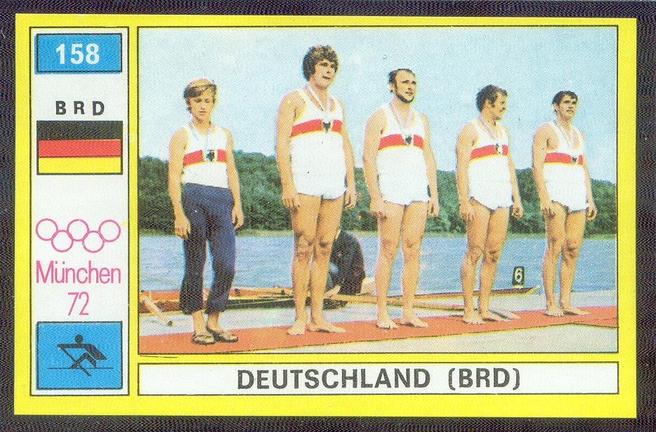 cc ita 1972 og munich panini no. 158 ger m4 crew p. berger j. faerber g. auer a. bierl cox u. benter gold medal winners