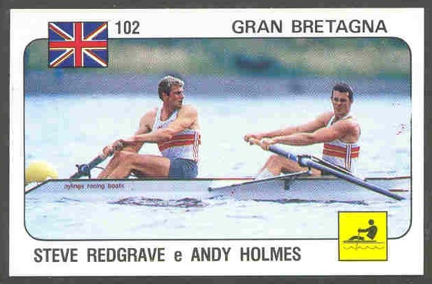 cc ita panini no. 102 steve redgrave andy holmes gbr gold medal 2 wrc 1987 olympic champions 2 seoul 1988 