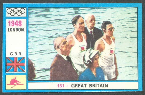 cc ita panini olympia no. 151 og london 1948 r. burnell b. bushnell gbr 2x gold medal winners