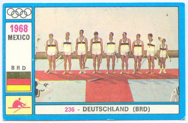 cc ita panini olympia no. 236 og mexico rome 1968 ger 8 crew gold medal winner