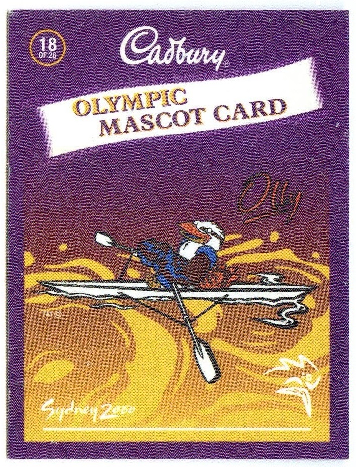 cc usa 2000 cadbury olympic mascot card og sydney no. 18 rowing mascot olly in a single sculls