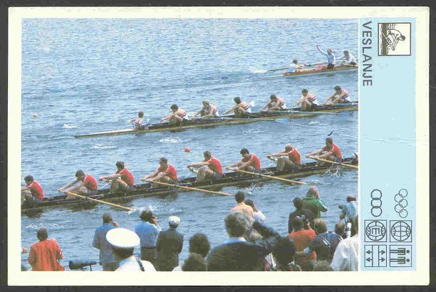 cc yug 1981 rowing with explanation on back three 8 racing 