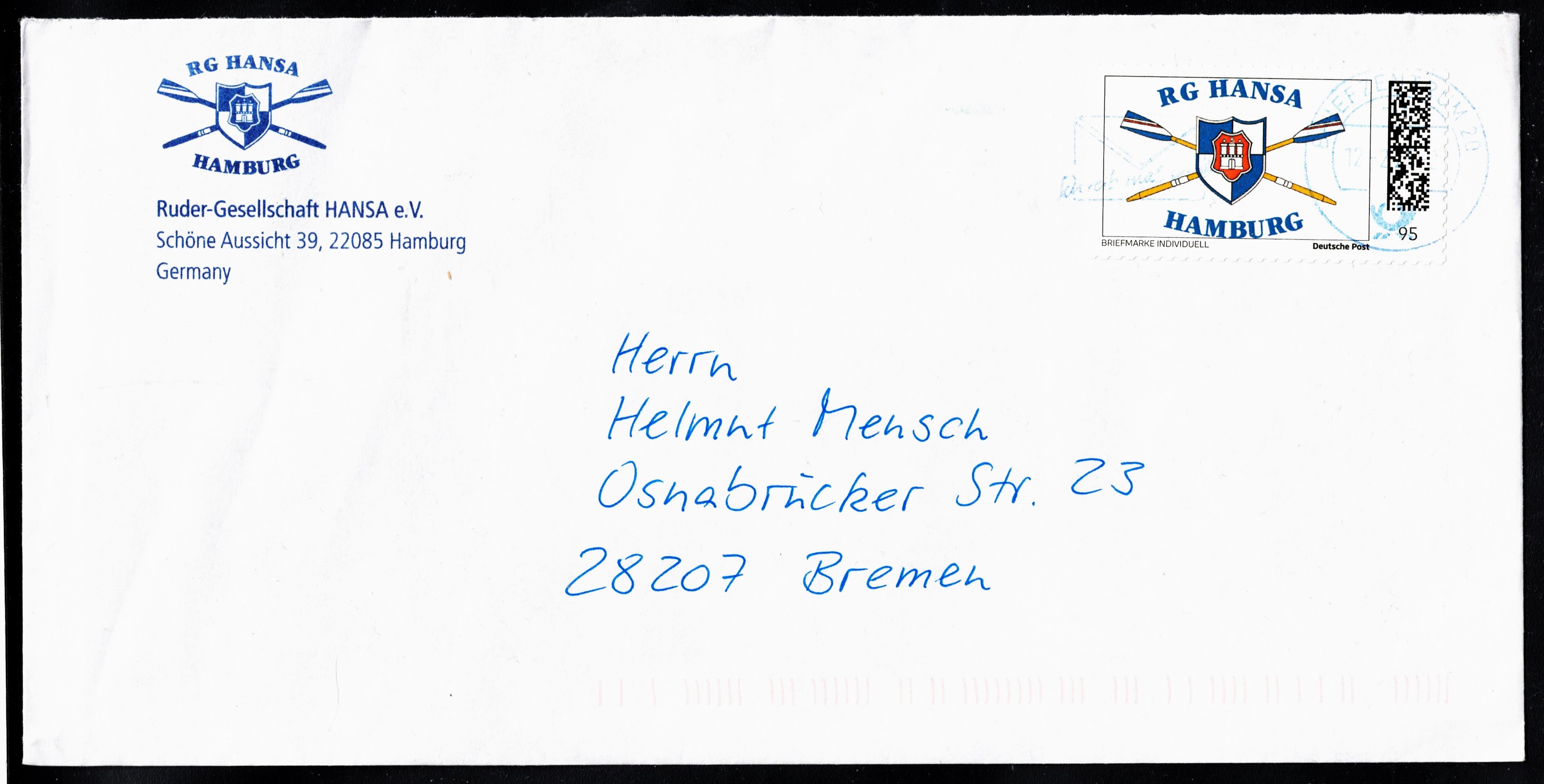 Stamp GER 2025 personalized Hamburg RG Hansa heraldic figure on cover