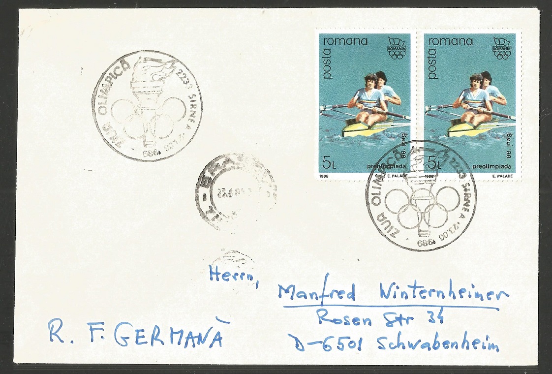 Stamp ROU 1988 on cover to Germany PU 1989 June 23rd