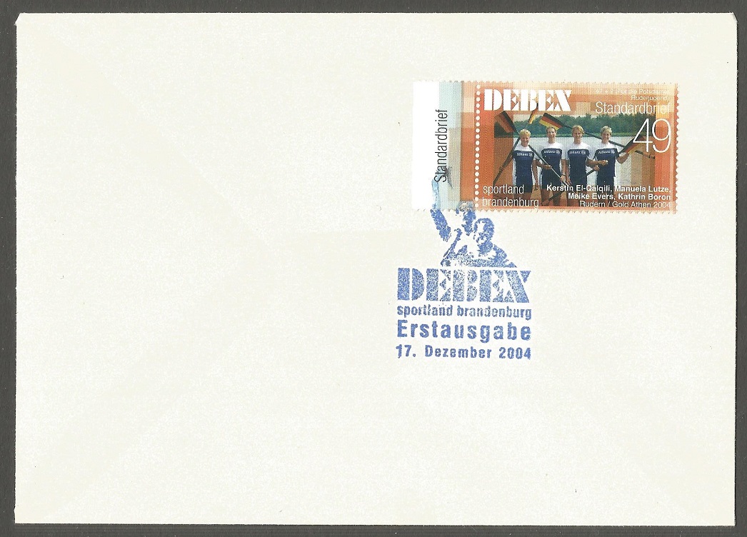 FDC GER 2004 Dec. 17th DEBEX German W4X gold medal winner crew OG Athens 