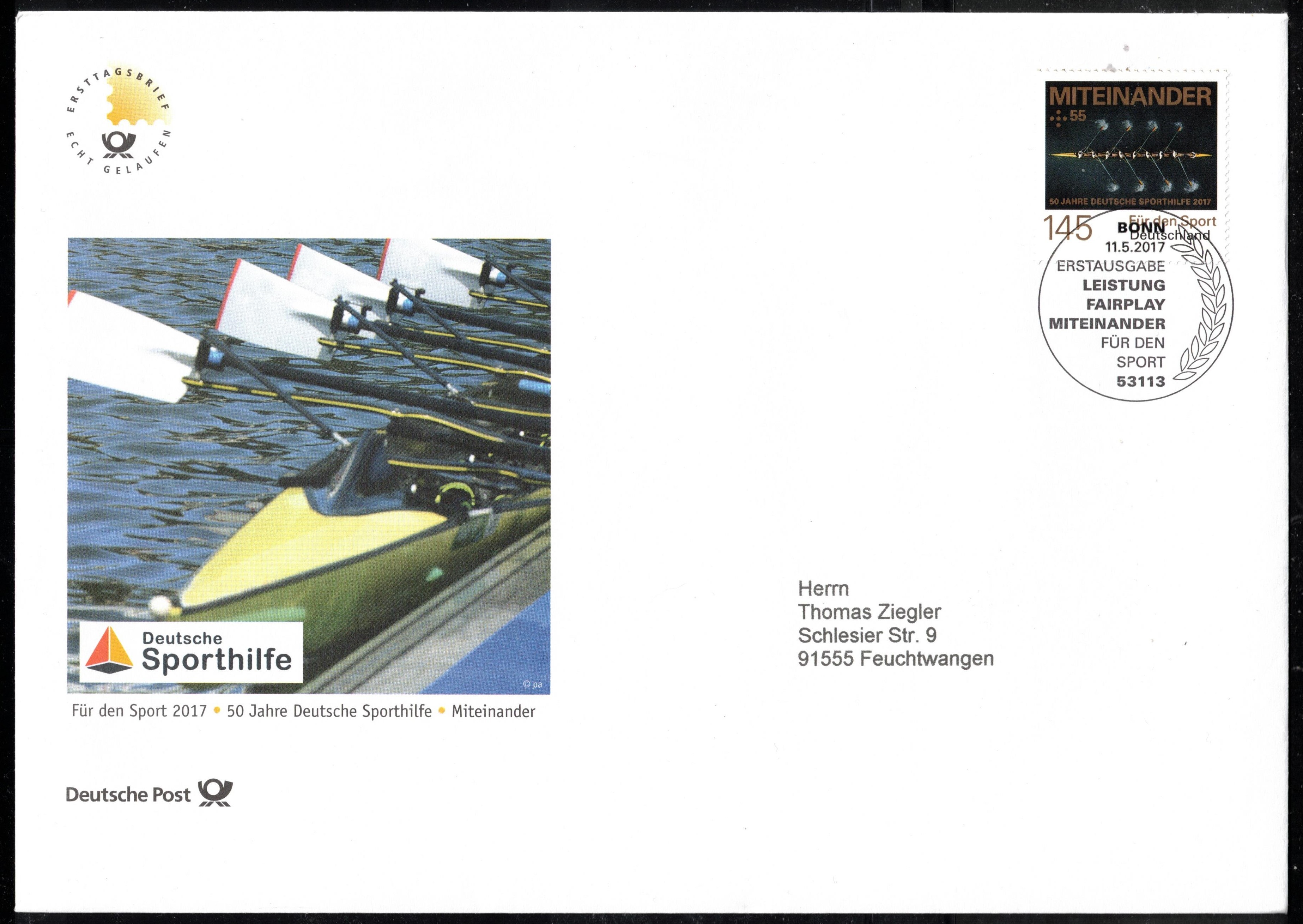 FDC GER 2017 May 11th 50 years Deutsche Sporthilfe II