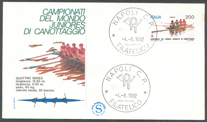 FDC ITA 1982 Aug. 4th JWRC Piediluco with PM Napoli and 4 illustration