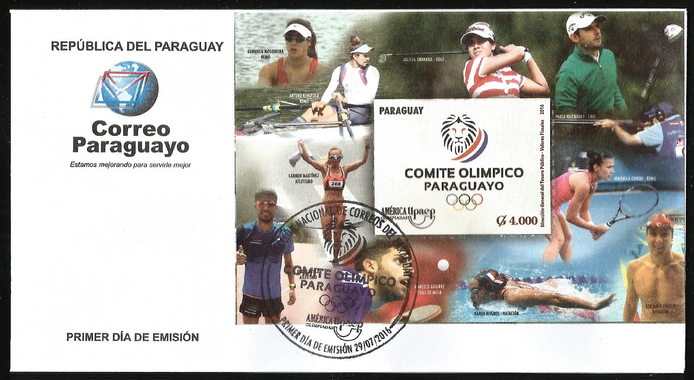 FDC PAR 2016 July 29th Olympic Committee of Paraguay