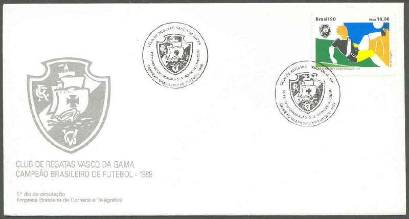 fdc bra 1990 march 5th club de regatas vasco da gama club emblem 