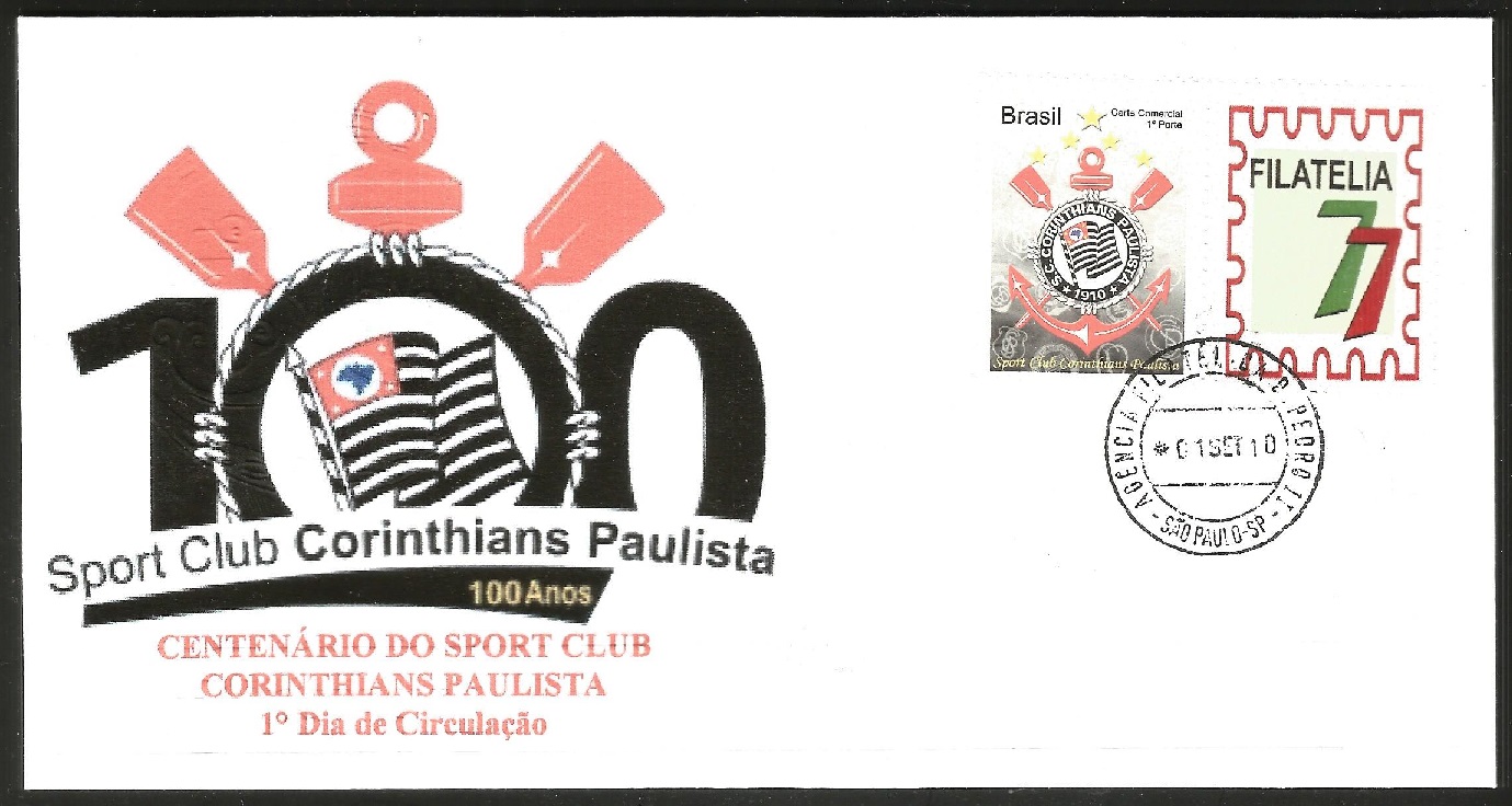 fdc bra 2010 sept. 1st centenary of sport club corinthians paulista